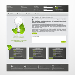 Green eco website layout template 