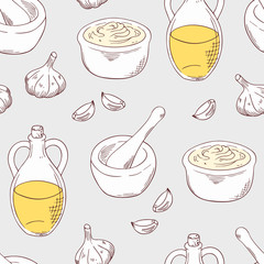 Hand drawn aioli sauce seamless pattern background - 83218059