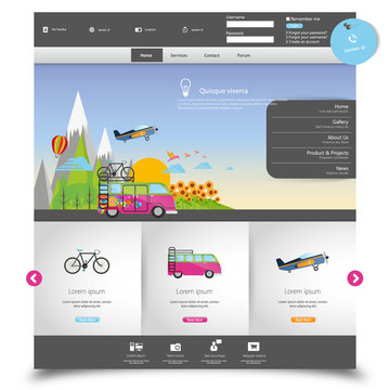 Vector website template for Tourism 