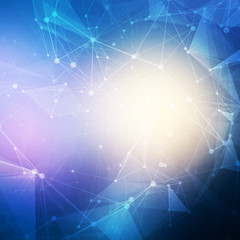 Abstract polygonal blue colorful low poly bright background with