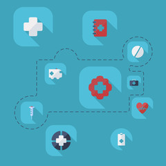 Flat concept, set modern design with shadow