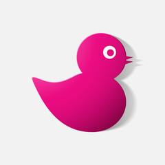 Paper clipped sticker: baby duck