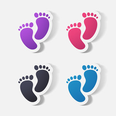 Paper clipped sticker: Footprint symbol.