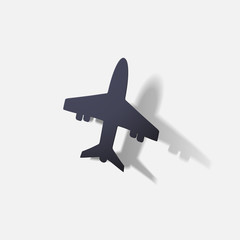Naklejka na ściany i meble Paper clipped sticker: aircraft airliner