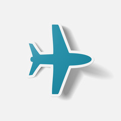 Paper clipped sticker: plane