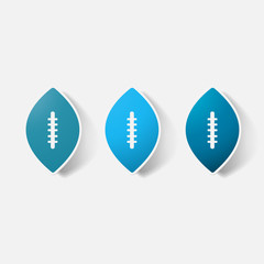 Paper clipped sticker: rugby ball