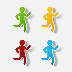 Paper clipped sticker: running Man