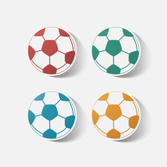Paper clipped sticker: soccer-ball
