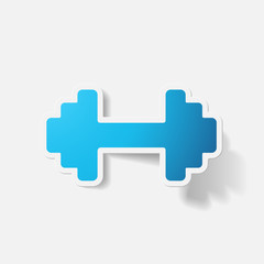 Paper clipped sticker: dumbbell