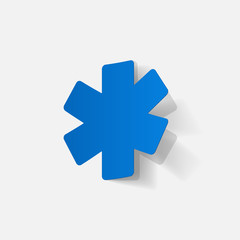 Paper clipped sticker: symbol medical care