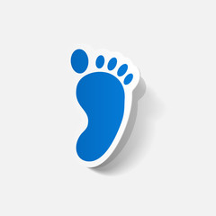 Fototapeta na wymiar Paper clipped sticker: Footprint symbol