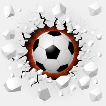Soccer ball with cracked background