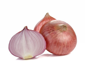 fresh shallot or onion isolated on white background