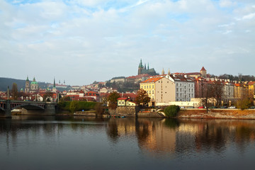 Fototapeta na wymiar Prague from Vltava side, Czechia