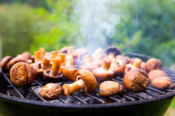 mushrooms on the grill
