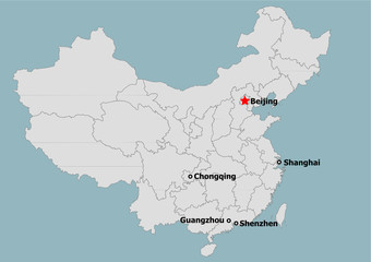 China main city distribution and position 