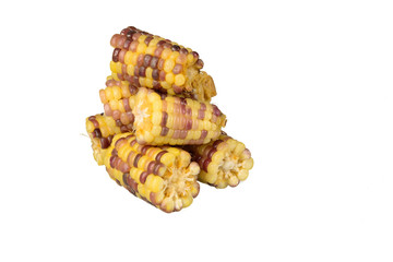 Boiled corn on white background