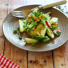 new potatoes in a salad with radish