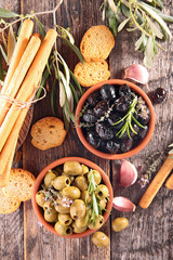 Fototapeta premium appetizer, olive and breadstick
