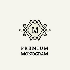 Floral monogram Elegant line art logo design