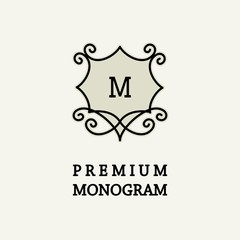 Floral monogram Elegant line art logo design