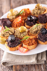 buffet food,canape with tapenade