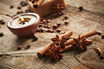 Vintage spa still life with coffee beans