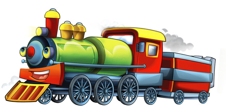 Fototapeta Cartoon train - illustration for the children