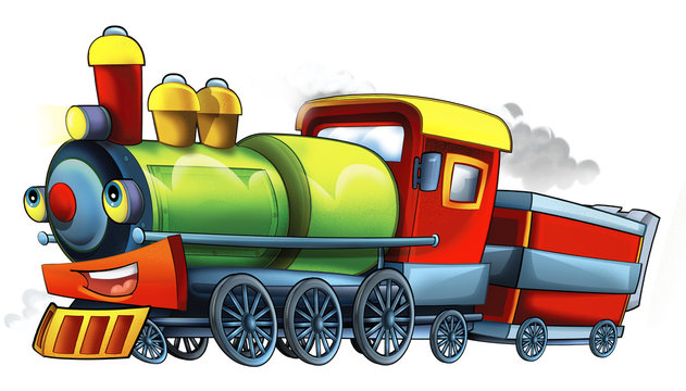 Cartoon steam train - caricature - illustration
