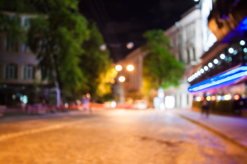 blurred night street  background with boke