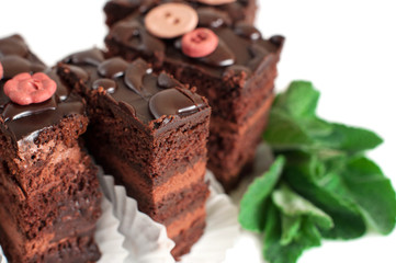 Chocolate cake with mint