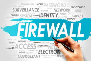 FIREWALL word cloud, security concept