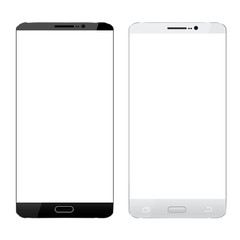 black and white smartphone realistic design isolated white