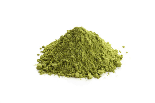 Matcha/ Green Tea powder and fresh green tea leaves