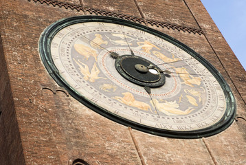 Fototapeta na wymiar Cremona, Italy: Astronomical clock on the Torrazzo bell tower