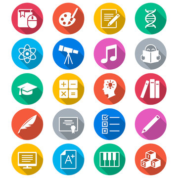 Education flat color icons