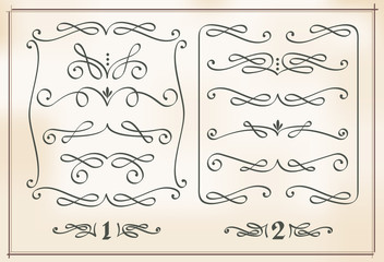 set of calligraphic design elements