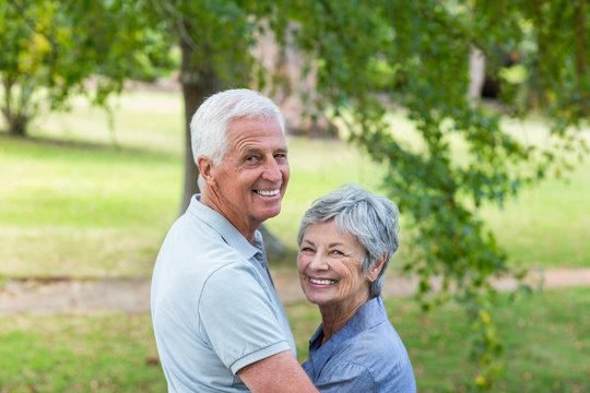 Happy old couple smiling 