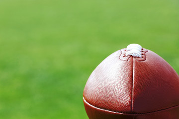 Rugby ball on close up