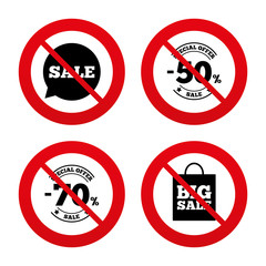 Sale speech bubble icon. Big sale shopping bag.