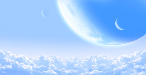 Obraz na płótnie Canvas Sky with cloud and planets