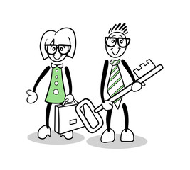 Cute cartoons moving house