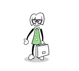 Cute cartoon holding a briefcase