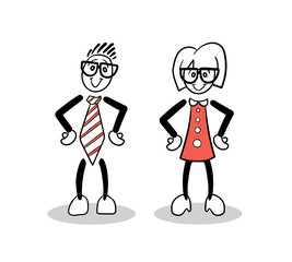 Cute cartoons with hands on hips