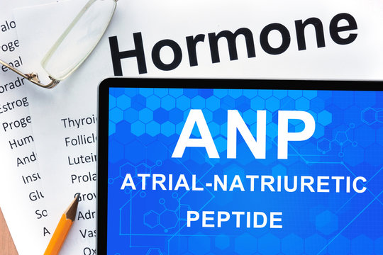 tablet  with words  Atrial-natriuretic peptide (ANP). 