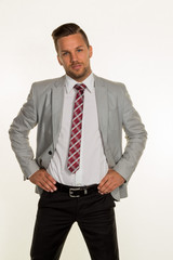 Manager vor weißem Hintergrund