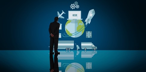 Composite image of businessman standing