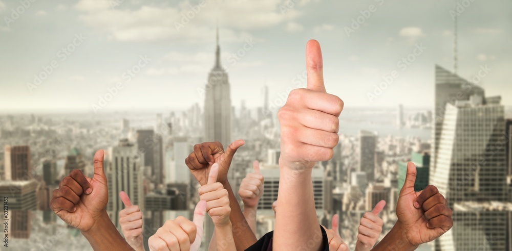 Poster composite image of hands showing thumbs up