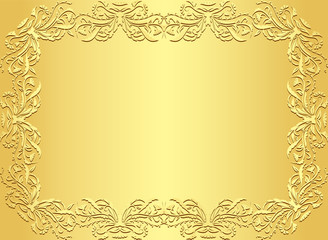 Luxury golden invitation with vintage floral pattern