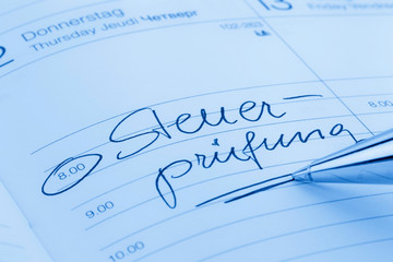 Eintrag im Kalender: Steuerprüfung